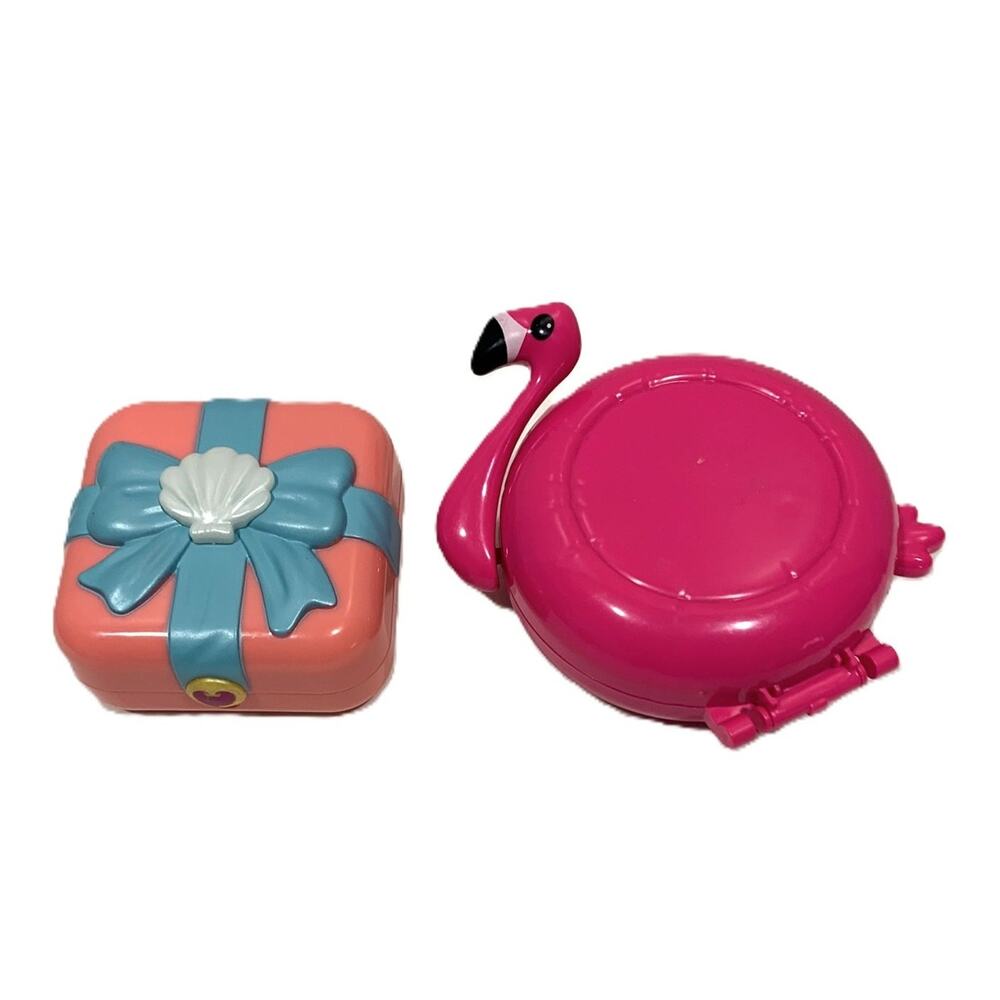 2 Polly Pockets 2017 Flamingo Floatie & 2018 Mermaid Cove - No Dolls - Mattel